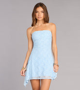 Cutie Vibe Lace Strapless A-Line Mini Dress