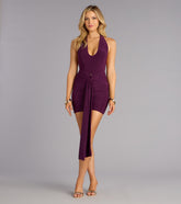 Low Lights Ruched Halter Mini Dress