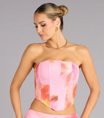 Bloom Babe Abstract Floral Mesh Corset Top