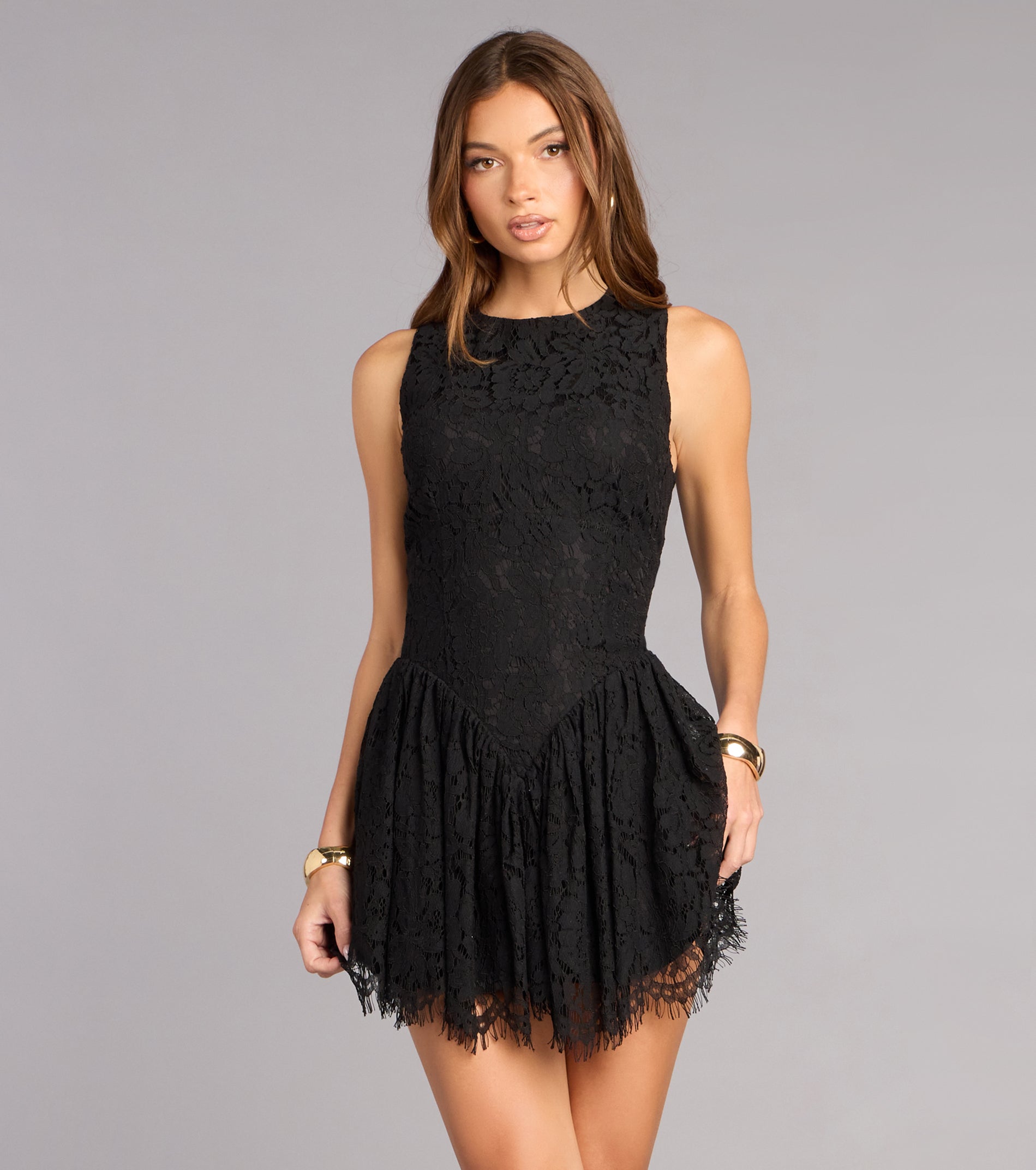 Just Add Heels Lace Skater Mini Dress