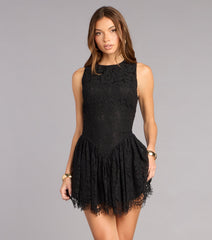 Just Add Heels Lace Skater Mini Dress