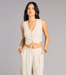 Effortlessly Polished Linen-Blend Cropped Vest