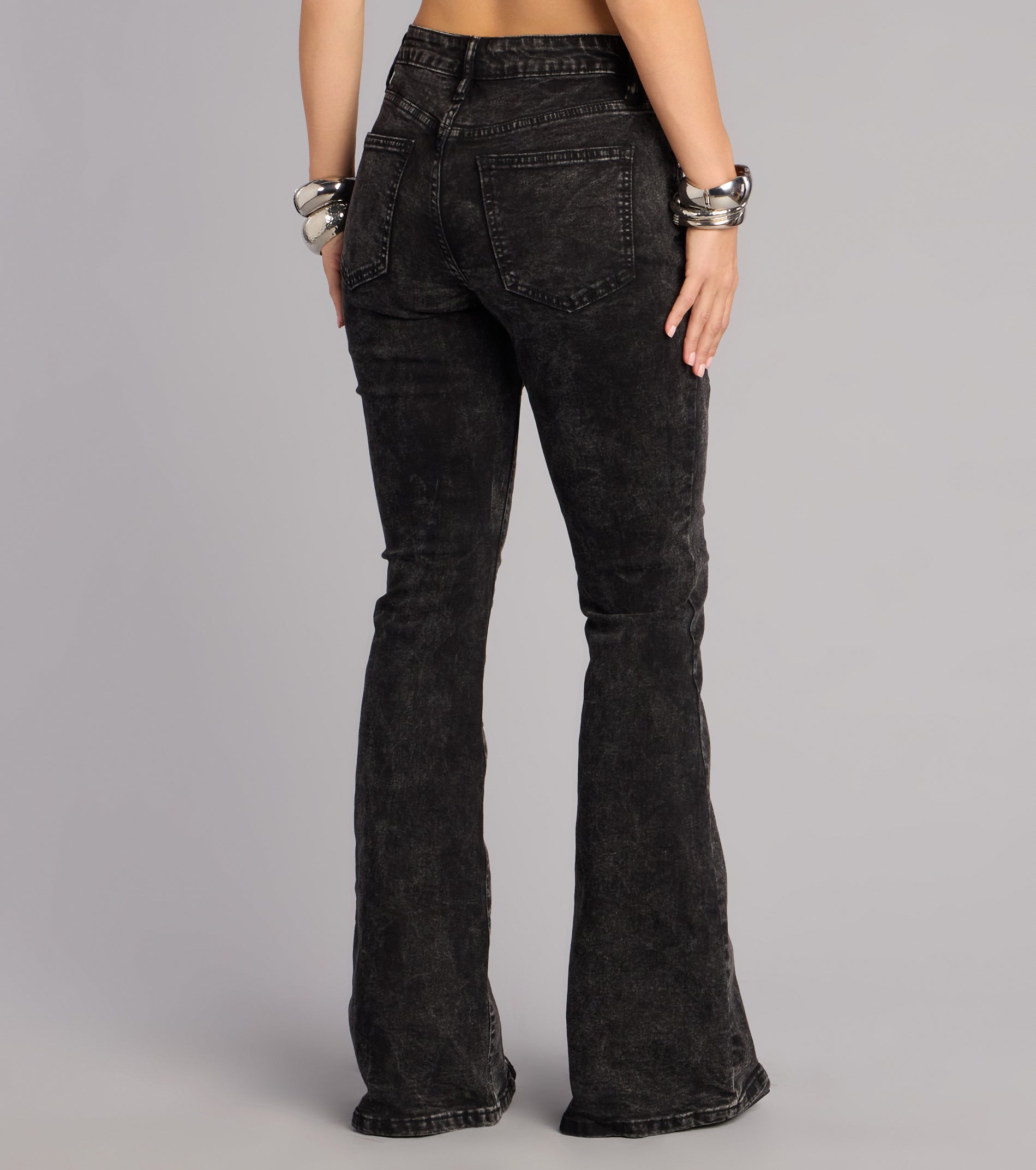 Desert Nights Lace-Up Flare Denim Pants