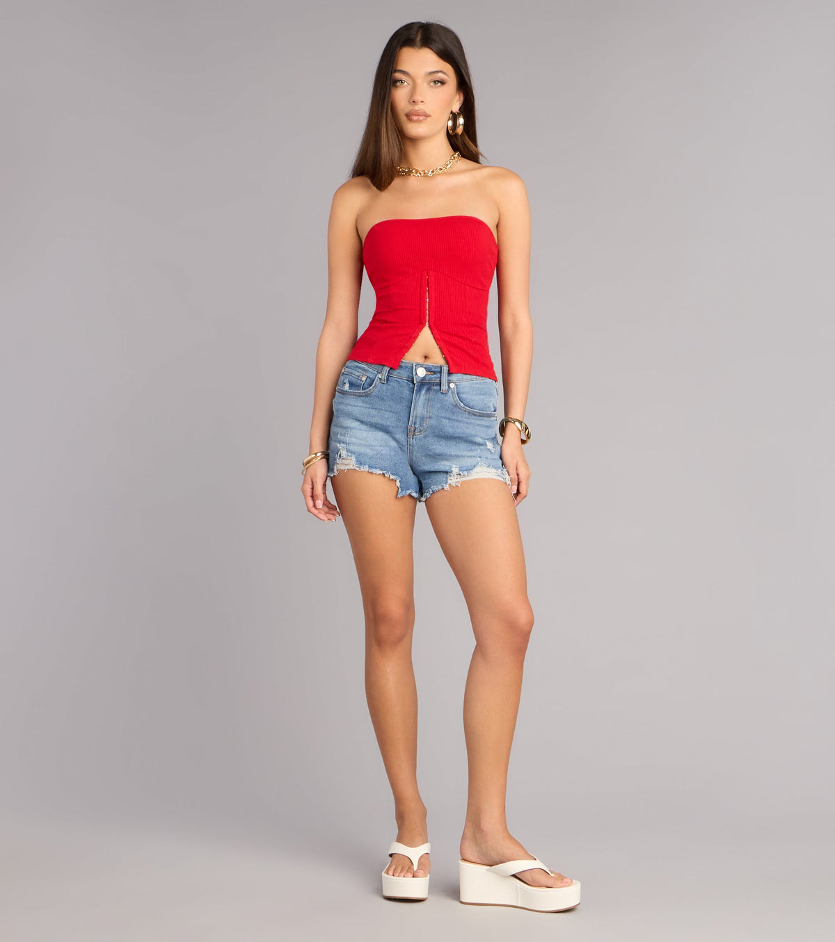 Easy Going Distressed Denim Shorts