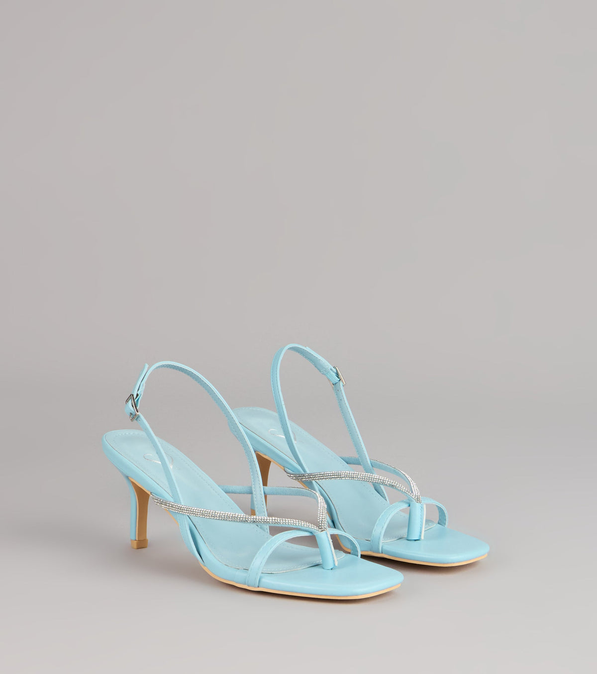 Icy Plans Rhinestone Thong Slingback Heels