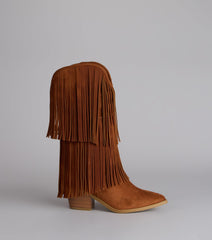 Catch A Vibe Faux Suede Fringe Boots
